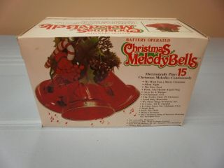 Vintage Christmas Melody Bells W/original Box Plays 15 Melodies - 3 Bells Lights