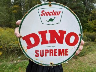 Old Rare Vintage 1957 Sinclair Gasoline Porcelain Gas Pump " Dino Supreme "