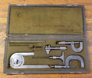 Vintage Tools Brown & Sharpe Precision Machinist Tool Set Depth Micrometer ☆usa