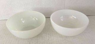 2 Vintage Fire King White Milk Glass Cereal Chili Bowls Oven Proof 14 Ware 18