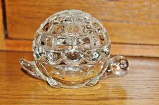 Vintage Anchor Hocking Clear Glass Turtle Covered Dish Paper Weight Trinket Etc