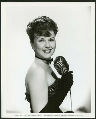 Deanna Durbin W Microphone In Bare Shoulder Portrait Vintage 1947 Photo