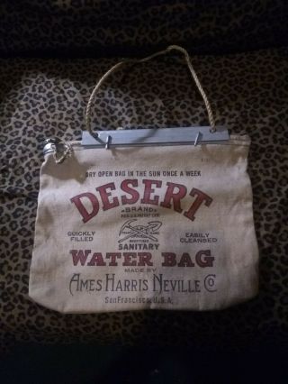 Vintage Desert Brand Camping Water Bag Canvas