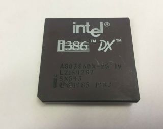 Intel A80386dx - 25 Iv,  386dx Sx543,  Vintage Cpu,  Gold,  Cond