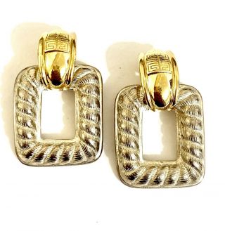 Huge Vintage Gorgeous “the Look Of Real” Givenchy Paris Gold Silver Earrings