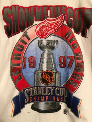 Vintage Starter Detroit Red Wings 1997 Stanley Cup Champions T - Shirt White Large