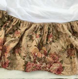 Vintage Ralph Lauren Guinevere King Dust Ruffle Bed Skirt Floral Made In Usa