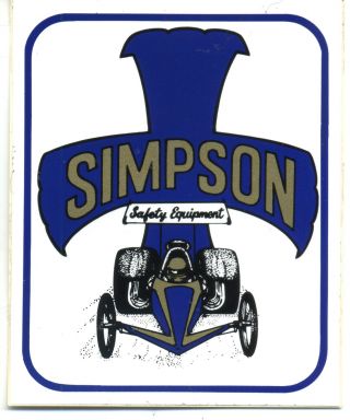 Vtg Hot Rod Sticker Simpson Equipment Chutes Drag Race Old Stock Speed Shop