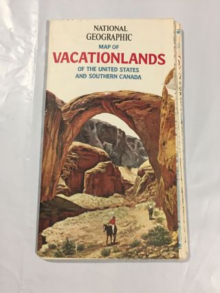 Vintage National Geographic Map Of Vacationlands United States Southern Canada