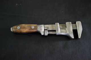Vintage Antique Adjustable Worth Brand Monkey Wrench - 10 " With Wood Handle