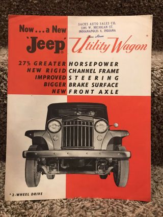 Rare 1950s Jeep Willys Suv Trucks Advertising Brochure