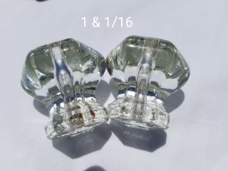 2 Crystal Glass Antique Vintage Cabinet Knobs Drawer Pulls 6 Point 1 1/16