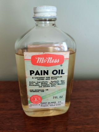 Mcness Pain Oil Vintage Antique 5 1/2 " Bottle Freeport Illinois