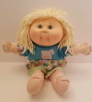 Vtg Hasbro Cabbage Patch Kids Doll 14 " Blonde Crimped Yarn Hair One Dimple 1993