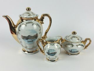 Vintage German Porcelain Tea Set Decorated With Scenes Of Venice