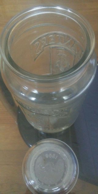 Vintage Planters Mr.  Peanuts Glass Jar 1981 Removable Lid 3