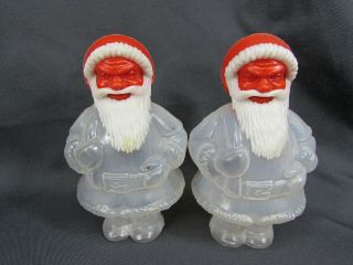 Red Faced Santa Claus Candy Holder Container Plastic Vintage W.  Germany Set Of 2