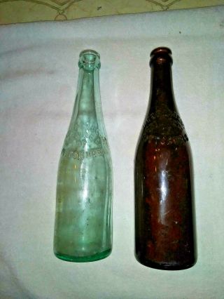2 Vintage Beer Bottles Independent Brewing Co Of Pittsburgh1 Brown,  1 Light Blue