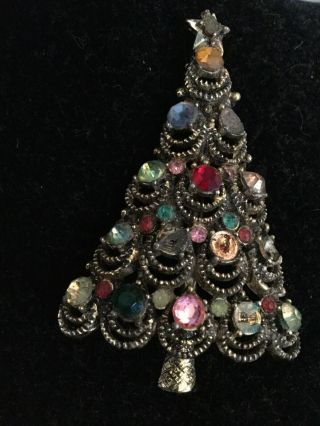 Vintage Pakula Brooch Christmas Tree - Missing A Few Gems - 2.  5”