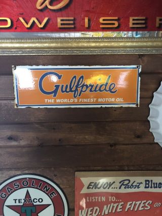 Vintage Oil And Gas Porcelain Gulf Pride Sign Great Shape For The Age