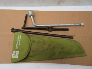 Vintage Teq Toyota Motor Japan Tool Kit Jack Handle Case Green Lug Wrench