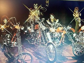 Kiss Vintage 1976 Motorcycle Poster Destroyer Love Gun Alive Ii Lp