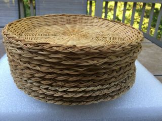11vintage Wicker Rattan 9 1/2 " To 10 " Picnic Paper Plate Holders See Photo