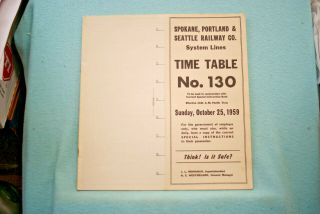 Spokane,  Portland & Seattle Rwy Timetable 130 - Oct 25,  1959