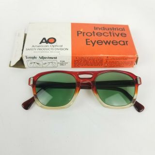 Vintage Ao American Optical Safety/sunglasses Glasses Green Tint Red Frame