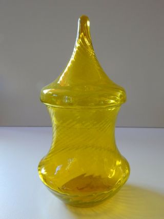 Vintage Bright Butterscotch Apothecary Empoli Glass Jar W.  Lid Amberina Italian