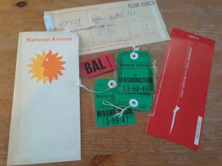 Vintage National Airlines Tickets - Defunct Airline Covers,  Tickets,  Claim Check