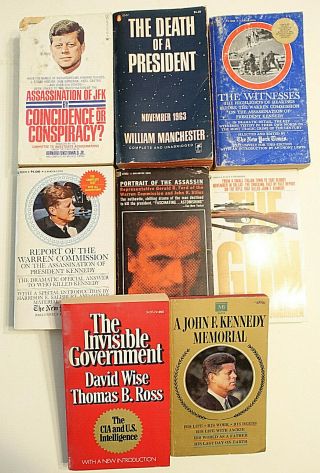 (8) Vintage John F.  Kennedy Assassination Pb Books - Invisible Government - The Gun,