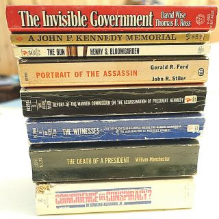 (8) Vintage John F.  Kennedy ASSASSINATION PB BOOKS - Invisible Government - The Gun, 2