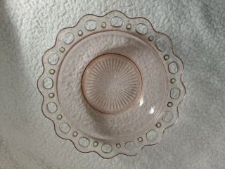 Vintage Pink Depression Glass Bowl Scalloped Edge 9.  5” Diameter