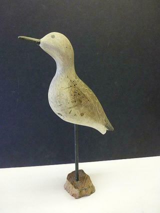 Vintage Standing Shorebird Duck Decoy Hand Painted Carved 13 "