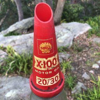 Vintage Shell X - 100 Motor Oil 20/30 Quart Bottle NR 2