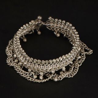 Vtg Sterling Silver - Rajasthan Cha Cha Bead Chain 7 " Statement Bracelet - 45g