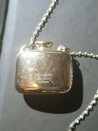 Vintage Elsa Peretti Tiffany & Co.  Square Flask Necklace,  Sterling Silver Broken