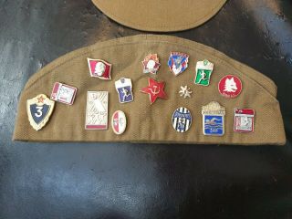 Vintage Russian USSR Military hats 1980s Army Pilotka soviet pins patches Cap 2