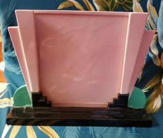 Vintage Vandor 1985 Pelzman Japan Pink Teal Ceramic Art Deco Style Picture Frame