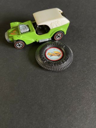 Vintage Hot Wheels Ice - T Redline 1969 Hong Kong Base And Collector Button
