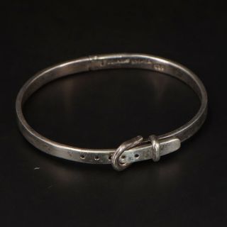 Vtg Sterling Silver - Mexico Taxco Belt Buckle 6.  25 " Adjustable Bracelet - 19g