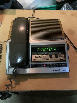Vintage Woodgrain General Electric Am Fm Alarm Clock Radio Telephone 7 - 4722