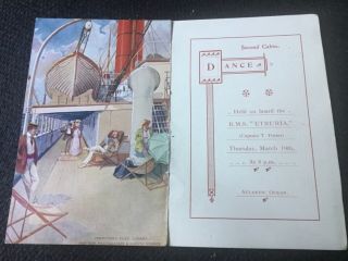 Steam Ship Postcard & Dance Card R.  M.  S.  Etruria.