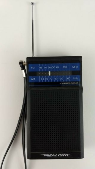 Vintage Radio Shack Realistic Am/fm Pocket Radio 12 - 636 9v