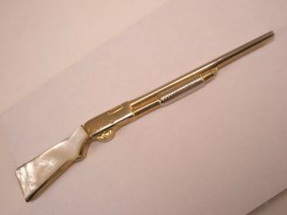 - Pearl Handle Pump Shotgun Vintage Large Swank Tie Bar Clip Remington Winchester