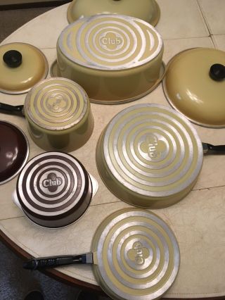 Vintage Club Aluminum Cookware 8 Piece Set Harvest Gold And 1 Brown Casserole 3