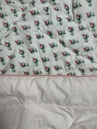 Vintage Laura Ashley Blanket Quilt Roses Pink White Green Girl 
