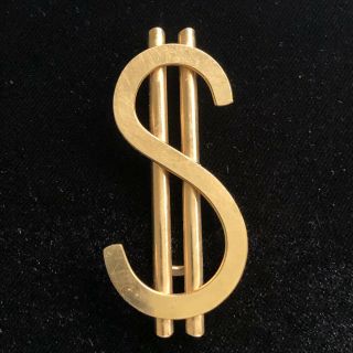 Vintage Krementz Dollar Sign Money Clip Gold Tone