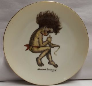 Vintage Brownie Downing Picaninny Ceramic Wall Plate C1950s 15.  5cm Wide